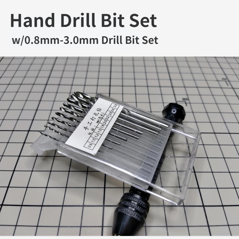 100Shiki LA-002 Hand Drill W/0.8-3.0mm Drill Bit Set Plastic Model Drilling Tools for Model Making Tools Handmade Working DIY