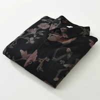 Chemise décontractée à imprimé Floral pour hommes, en coton, ample, à manches longues, en Denim Rose, à la mode, nouvelle collection automne 2025 6