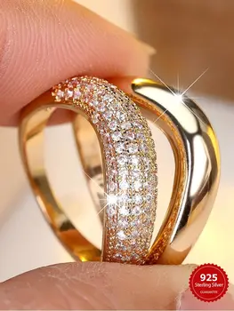 Anello di moda a onda liscia minimalista semplice in argento sterling 925 per le donne Festa di fidanzamento Abbigliamento quotidiano Gioielleria raffinata di alta qualità