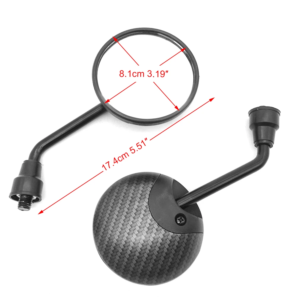 범용 오토바이 라운드 사이드 백미러, 오토바이, 전자 자전거, 스쿠터, 10mm 백미러, 1 쌍