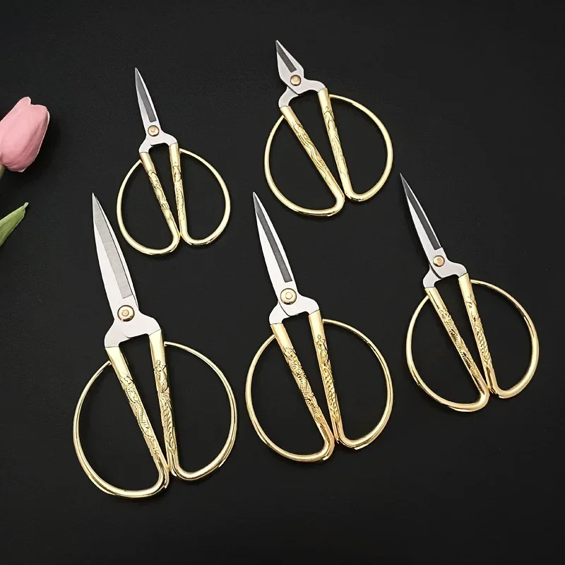 Stainless Steel Sewing Gold Scissors Short Cutter Durable Vintage Embroidery Tailor Scissors Fabric Cutter Craft Tool Sewing sewing scissors tailor scissors craft scissors sewing supplies