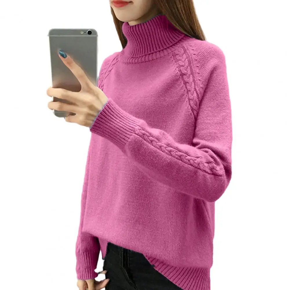 

Thick Sweater Cozy Women's High Collar Knit Sweater Thick Soft Stylish Winter Pullover for Neck Protection Casual Commute