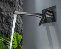 Digital display Gunmetal gray bathroom faucet intelligent  single handle cold and hot dual control brass wall basin faucet 4
