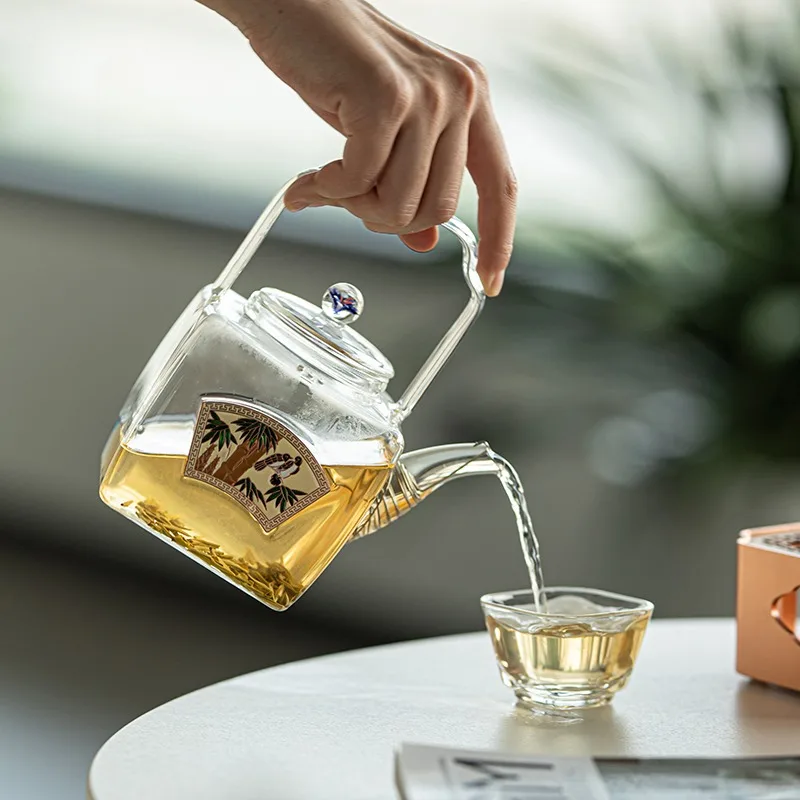 700ml High Borosilicate Glass Aluminum Alloy Stove Tea Maker Cold Heat Resistance Candle Heating One Set