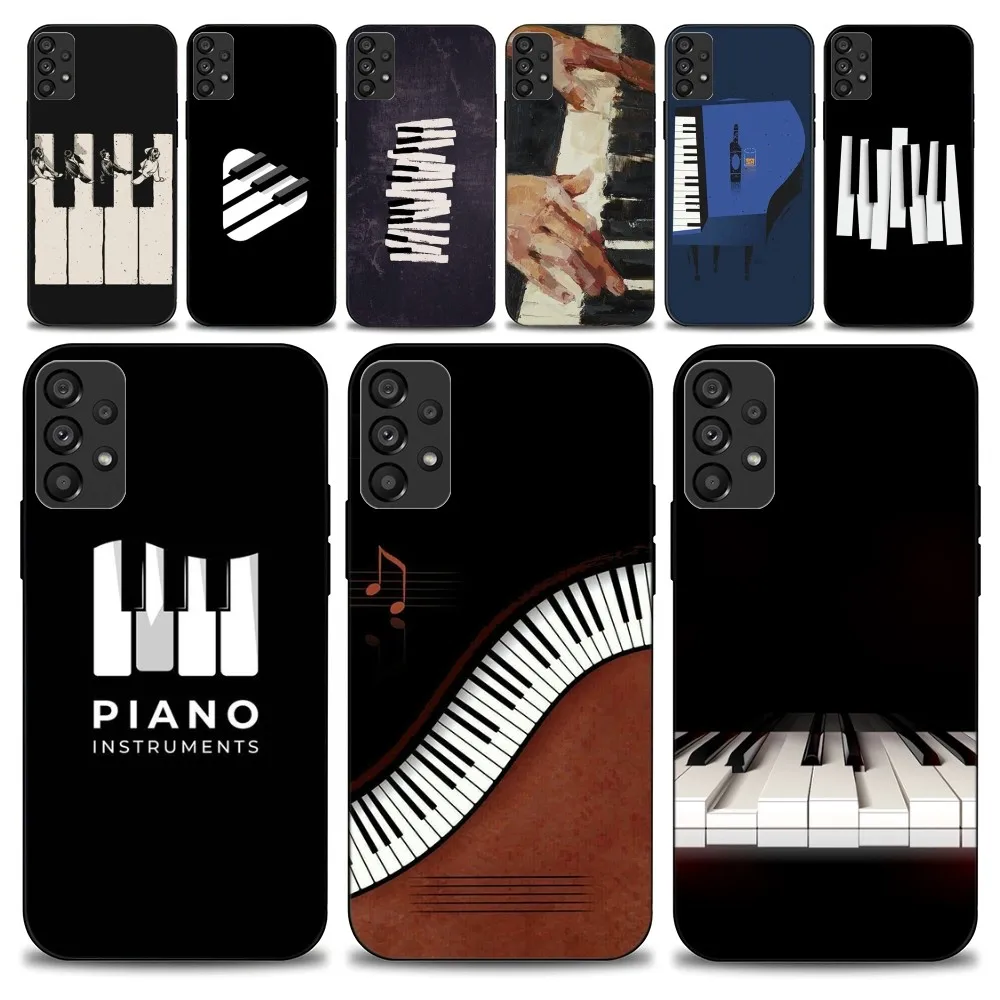 Black White Music Piano Keys Notes Custodia Per Telefono Per Samsung Galaxy S22 S23 Ultra S21 S20 Fe Plus Note 20 Soft Cover