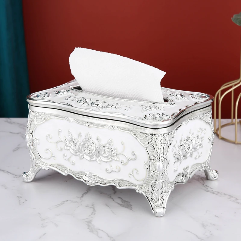 European style Plastics Tissue Box, Home Living Room, Coffee Table Restaurant Decoration, Acrylic Gold Plating Paper Drawer, 1Pc