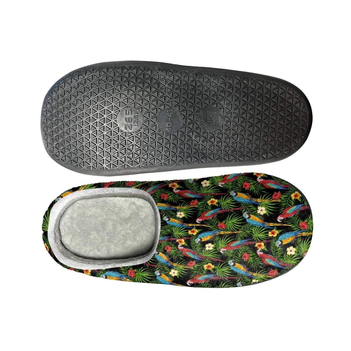 Tropical Parrot Pattern Autumu Winter Home Footwear Casual Non-slip Warm Slippers Dropshipping Comfortable Cotton Shoes for Lady