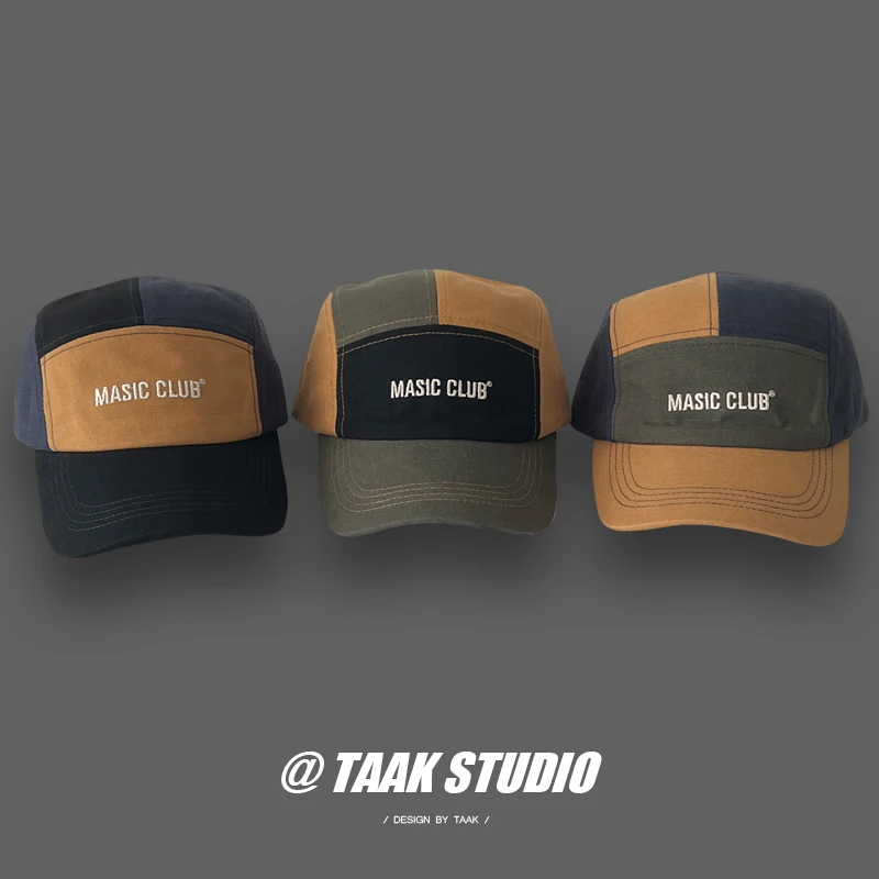 

Retro Color Matching Five-Piece Peaked Cap Female Summer Street Letters Baseball Cap Trendy Men