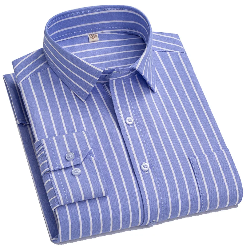 

Men's Stripe Printed Long Sleeve Regular Fit Work Shirt