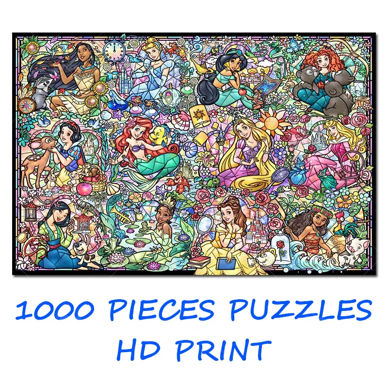 

Disney Princess Beautiful Colorful Block 1000PCS Puzzles Paper Jigsaw Puzzle Game Representative Elements Picture For Girls Like