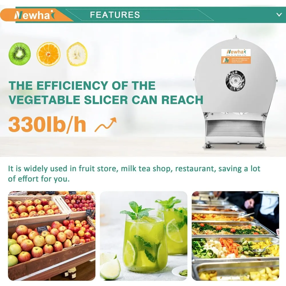 Commercial Electric Onion, Potato, Sweet Potato, and Tomato Slicer with 0-10mm Adjustable Thickness for Cabbage ShreddingNEW-