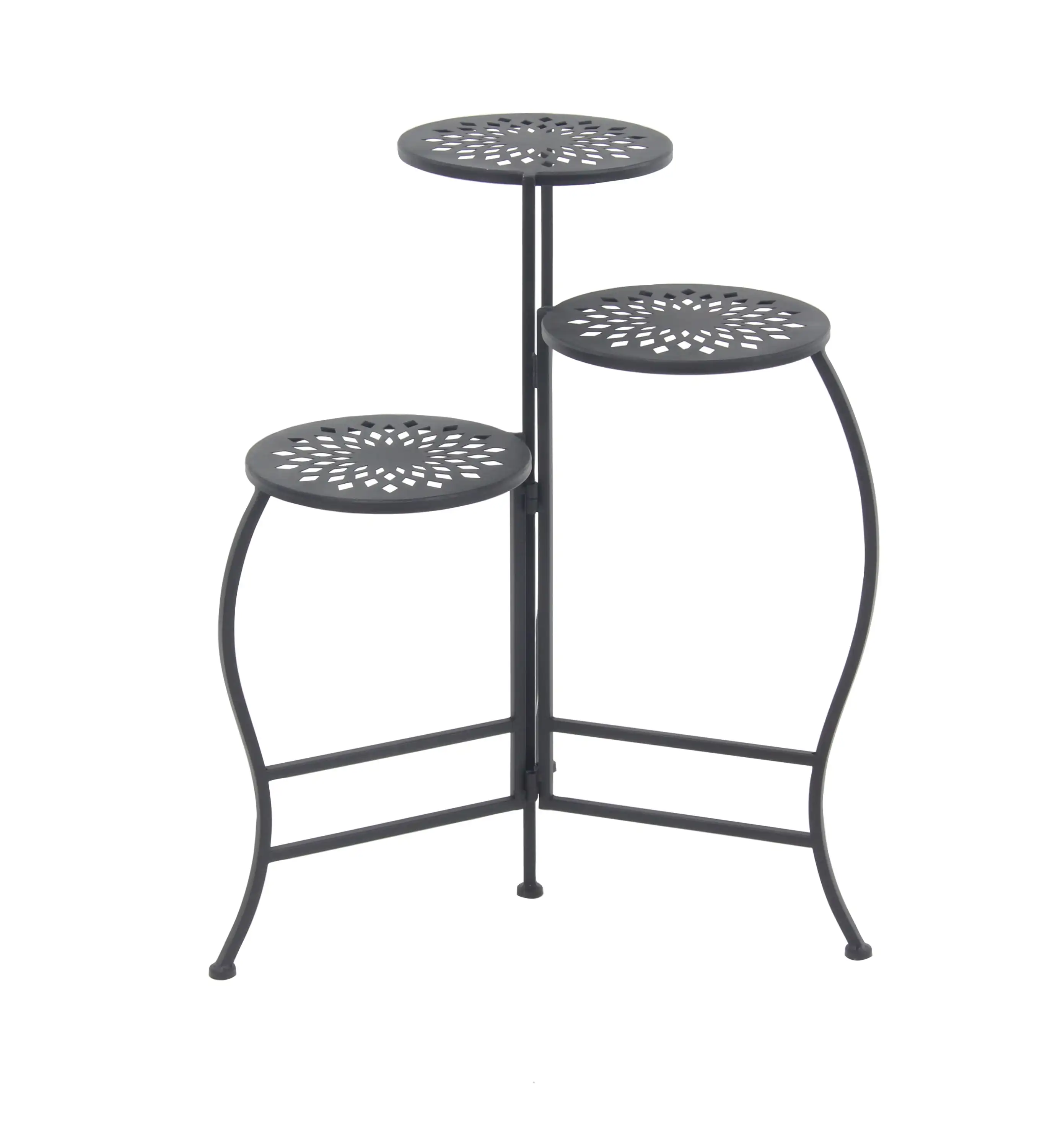 

20" x 15" x 24" 3 Tier Black Metal Potted Display Rack Indoor Outdoor Floral Plantstand Pot Holder