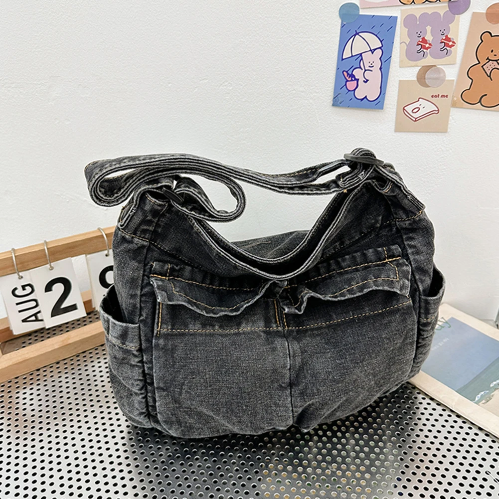Denim Messenger Bag for Women Tote Bags Fashion Shoulder Bag Large