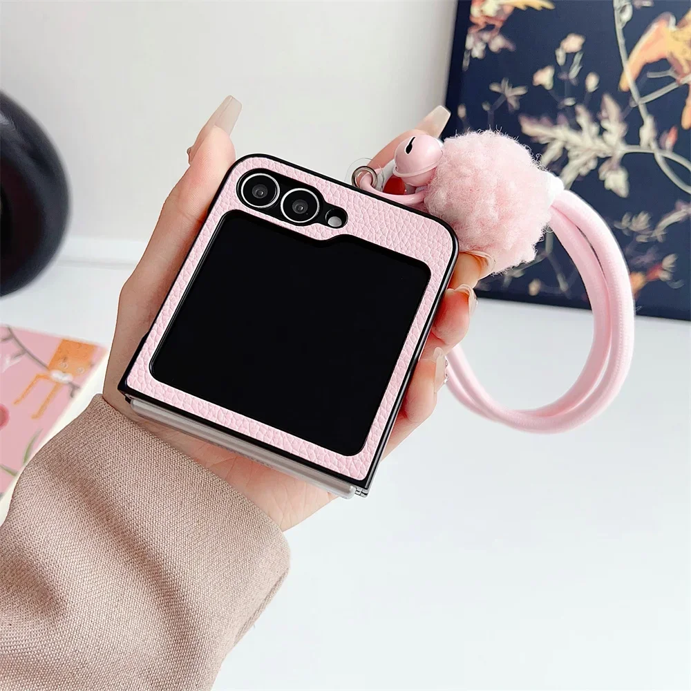 Cartoon Wrist Strap Leather Phone Case - Shockproof Protective Cover