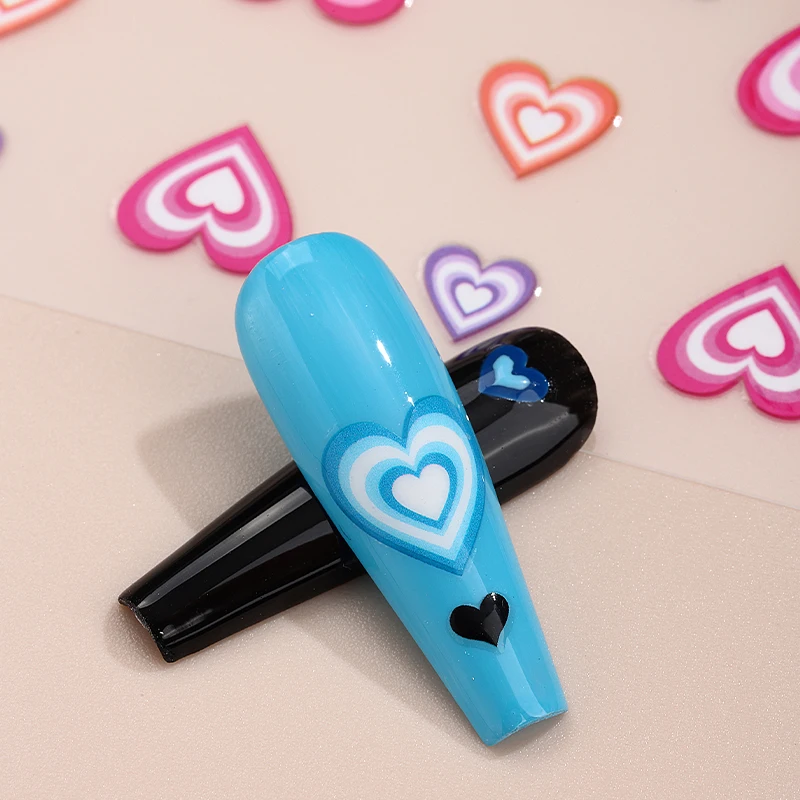 Factory Price 3D Waterproof Cute Nail Decoration Heart Love Deaign Valentine's Day Style Art Nail Stickers Finger Nail Decals