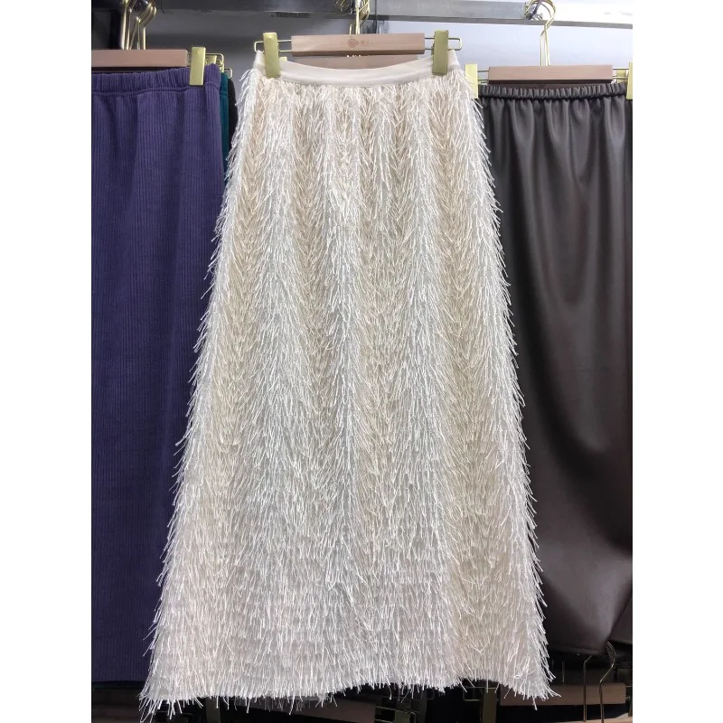 

Faldas Ajustadas De Mujer Side-Slit Tassels Hip Wrap Long Straight Skirt A-line Skirts for Women High Waist Fashion Dropship