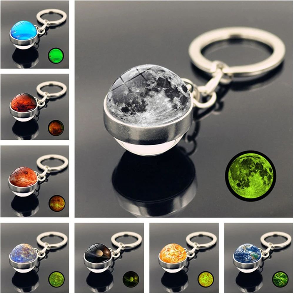 Portachiavi Con Luna Nottilucente Sistema Solare Accessori Per Ciondoli Planetari Galaxy Nebula Earth Mars Saturn Portachiavi Con Sfera Di Vetro Regal