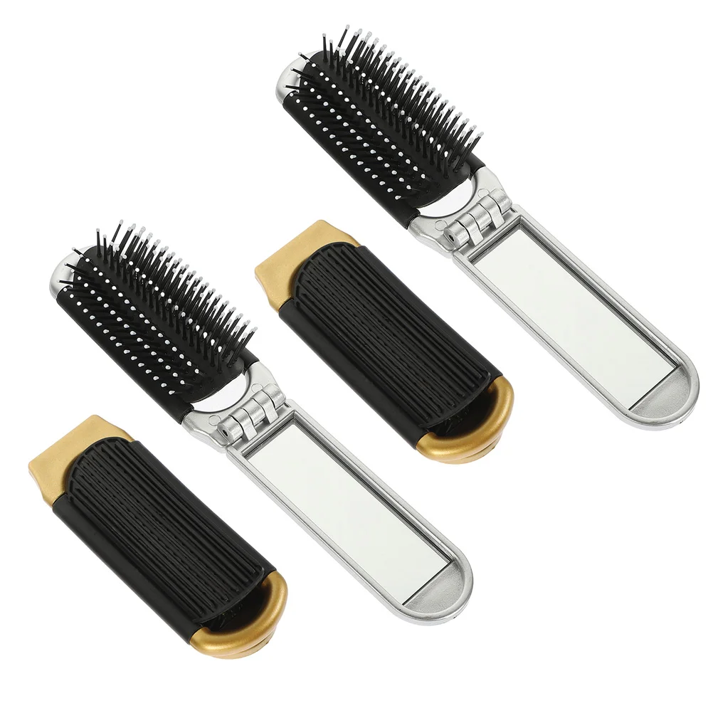 

4 pcs Mini Mirror Hair Brush Folding Mirror Hair Brush Pocket Mirror Hair Brush Portable Hair Brush