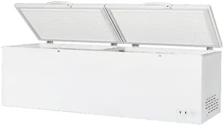 Commercial Chest Freezer 23. Cu Ft Capacity Solid Top White Large Storage Adjustable Feet Keeps Freezer Level on Uneven Surfaces