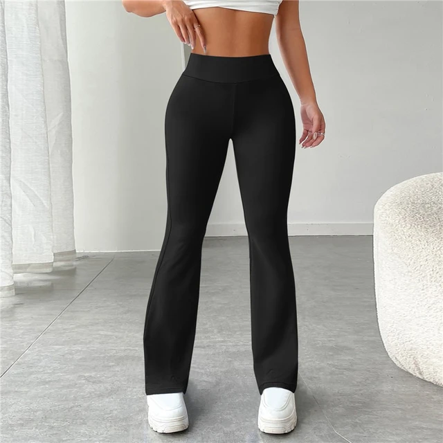 Flare Leggings Yoga Pants Pocket Women High Waist Wide Leg Pants Women Gym  Fitness Sports Black Flared Pant Latin Dance Trousers - AliExpress