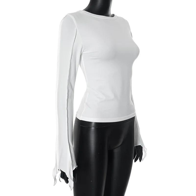 Camiseta interior de retazos de moda para mujer, top de cintura alta, liso, ajustado, informal, irregular, fruncido, ropa de calle para mujer, camiseta para viajar al trabajo