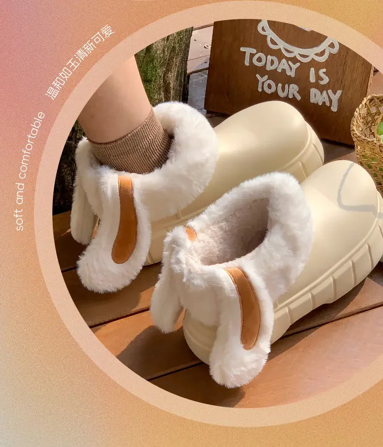 2023 Women's Winter New High Top Casual Boots Thick Bottom Non Slip Plush Warm Casual Cotton Boots Lovely Cartoon Snow Boots