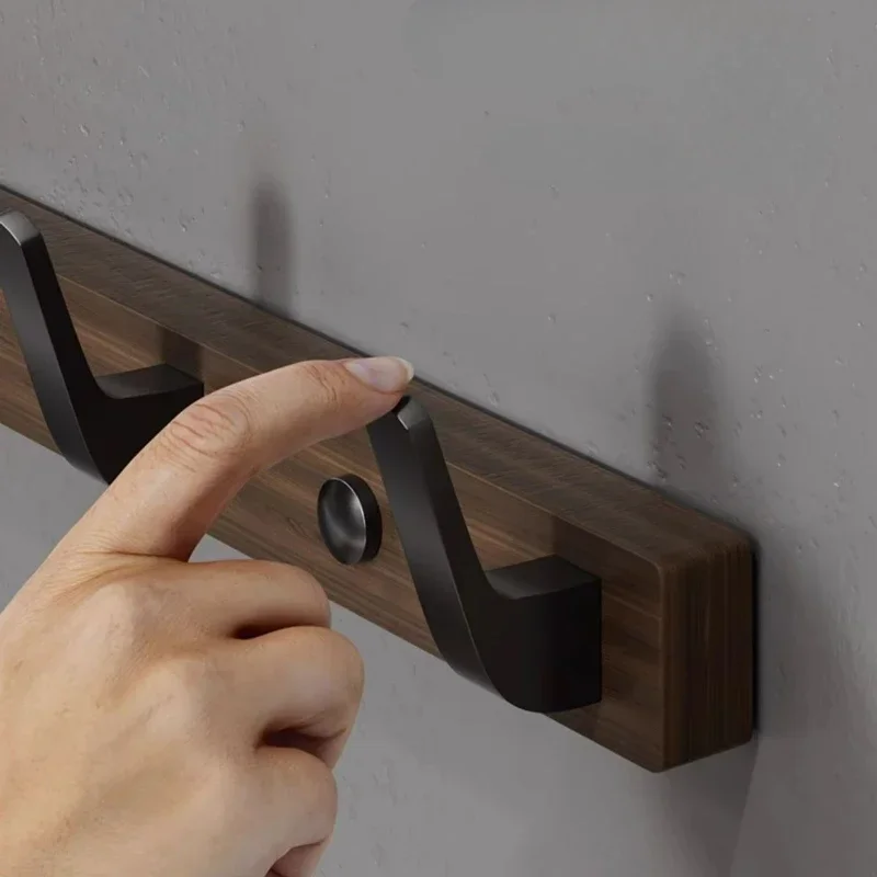 Wood Walnut clothes hanging hook,without punching wall hanging cap holder,door hanging hook key hook key holder without drilling 4