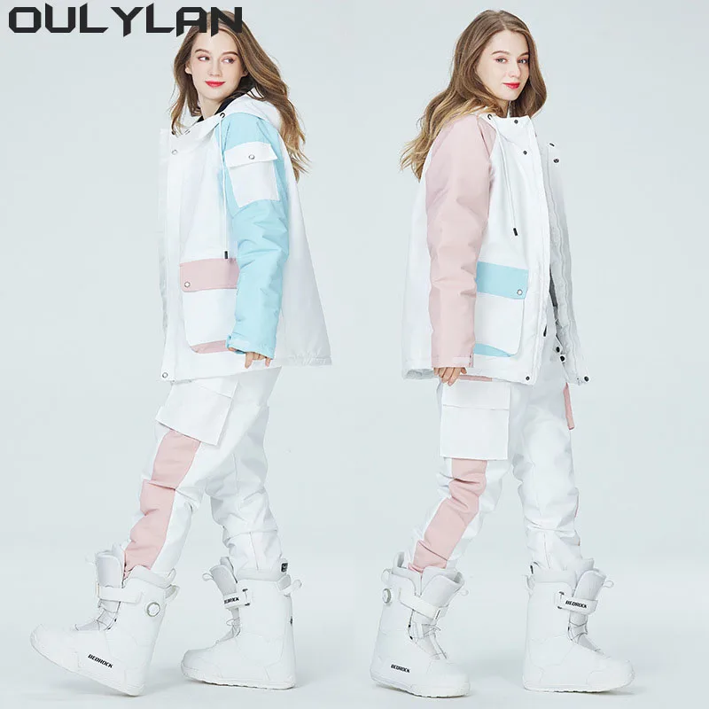 

Лыжный костюм Oulylan для мужчин и женщин, зимние комбинезоны, Теплый ветрозащитный костюм для улицы, подходящий цвет, лыжная куртка, брюки, комплект для катания на лыжах, сноуборде