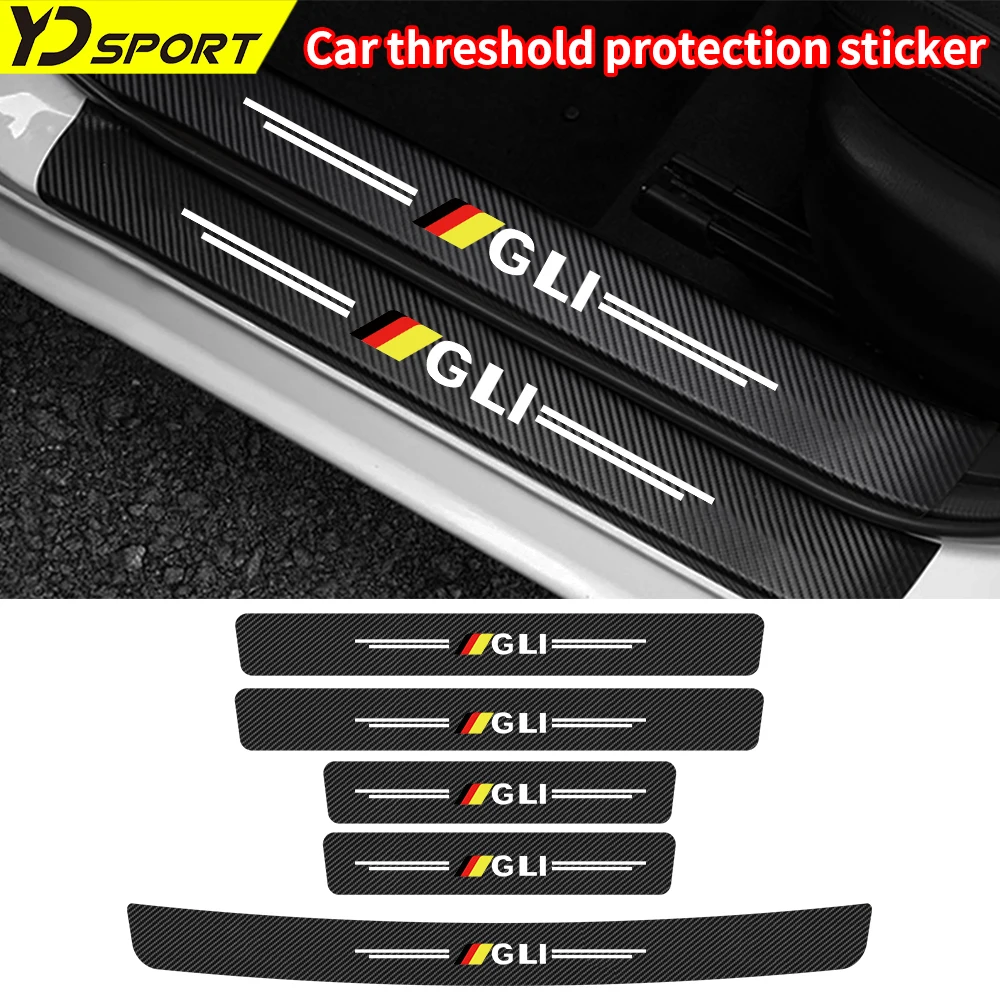 

Carbon Fiber Decals Car Door Sill Stickers For VW GLI logo Sagitar Auto Trunk Door Sill Scuff Covers Scratch Accessories