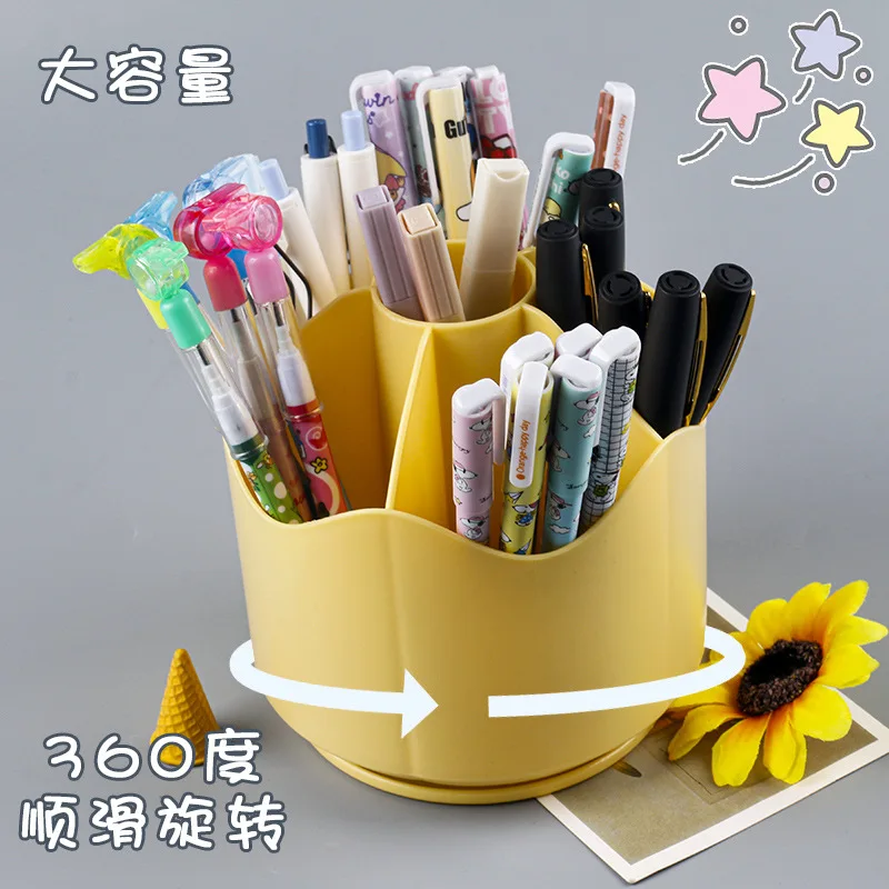 

360 Rotating Makeup Brushes Holder Desktop Cosmetic Storage Pencil Storage Box Desktop Organizer School Office Stationery