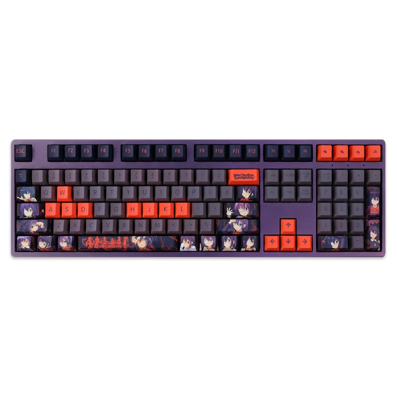 Conjunto Pbt Tintura Subbed Keycaps Dois Dimensional Anime Chave Bonés Cereja Perfil Keycap para Chunibyo Outros Delírios Takanashi Rikka 1 - Imagem 5