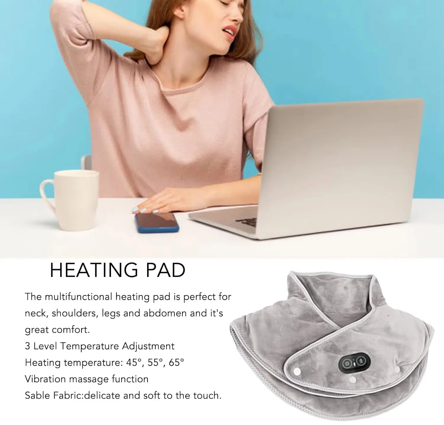 Electric Heating Shoulder Neck Pad Cervical Wrap Three Gear Thermal Compress Massager Vibration Shawl Warm Back Tool Relax Brace