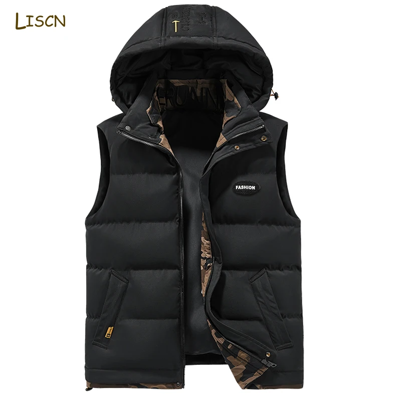 Jacket Windbreaker Vests Men Winter Sleeveless Hooded Jacket 2023