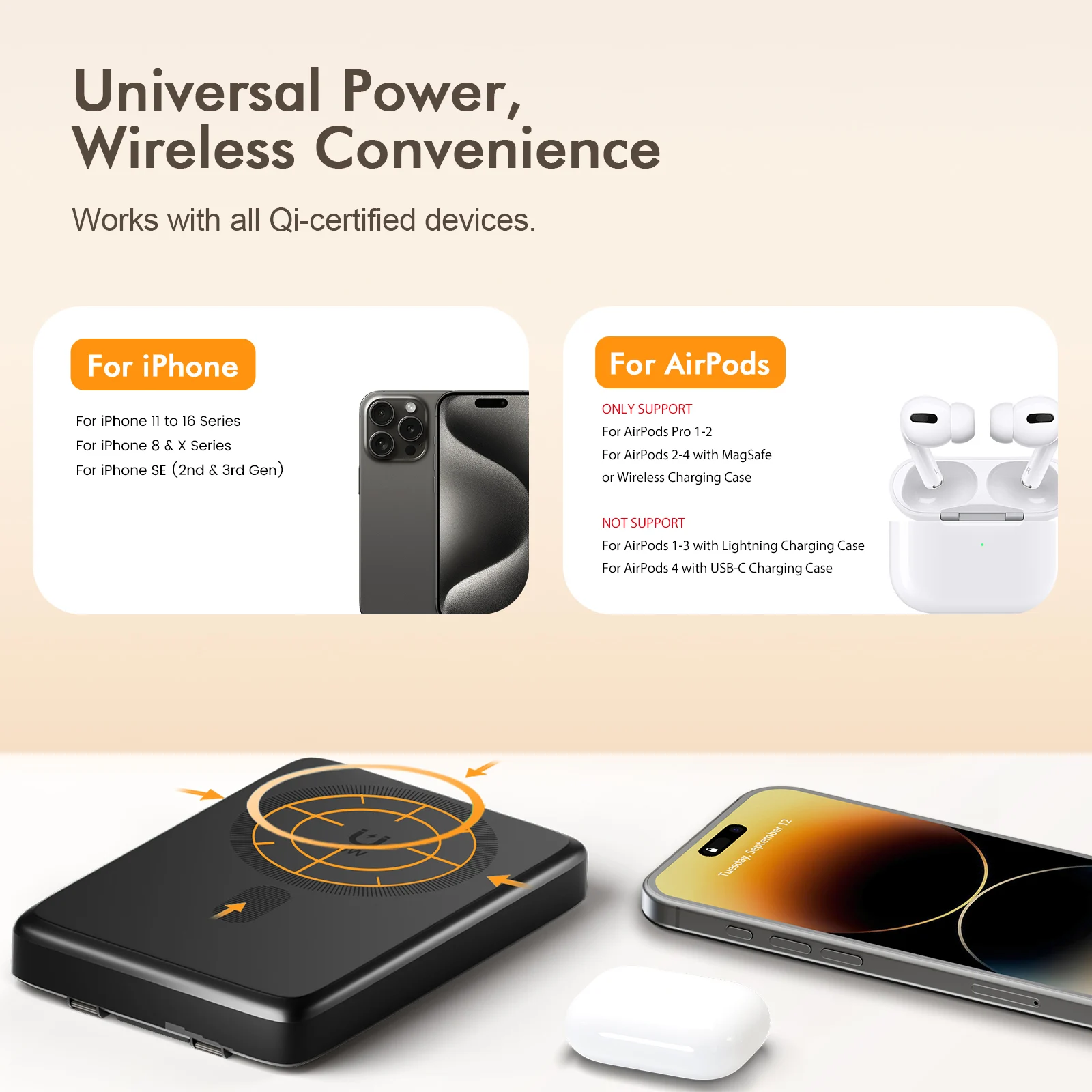 Fast Wireless Charger Stand 15W Foldable 3 in 1 Fast Charging Station Dock for iPhone 17 16 15 14 Pro Max Apple Watch Airpods 5