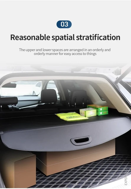 フォード リアトランク貨物エリアオーガナイザー分割収納ボックス マスタングマッハe 2021 2022アクセサリー Pexorin 格納式リアカーゴカバートランク、VW用、アトラス2017 2018