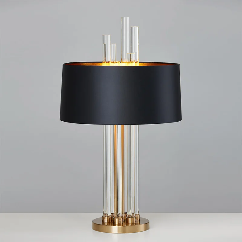 

Modern Luxury Light Glass Designer Table Lamp Living Room Bedroom Bedside Fabric Lampshade Home Lighting Fixtrues E27 110-220V