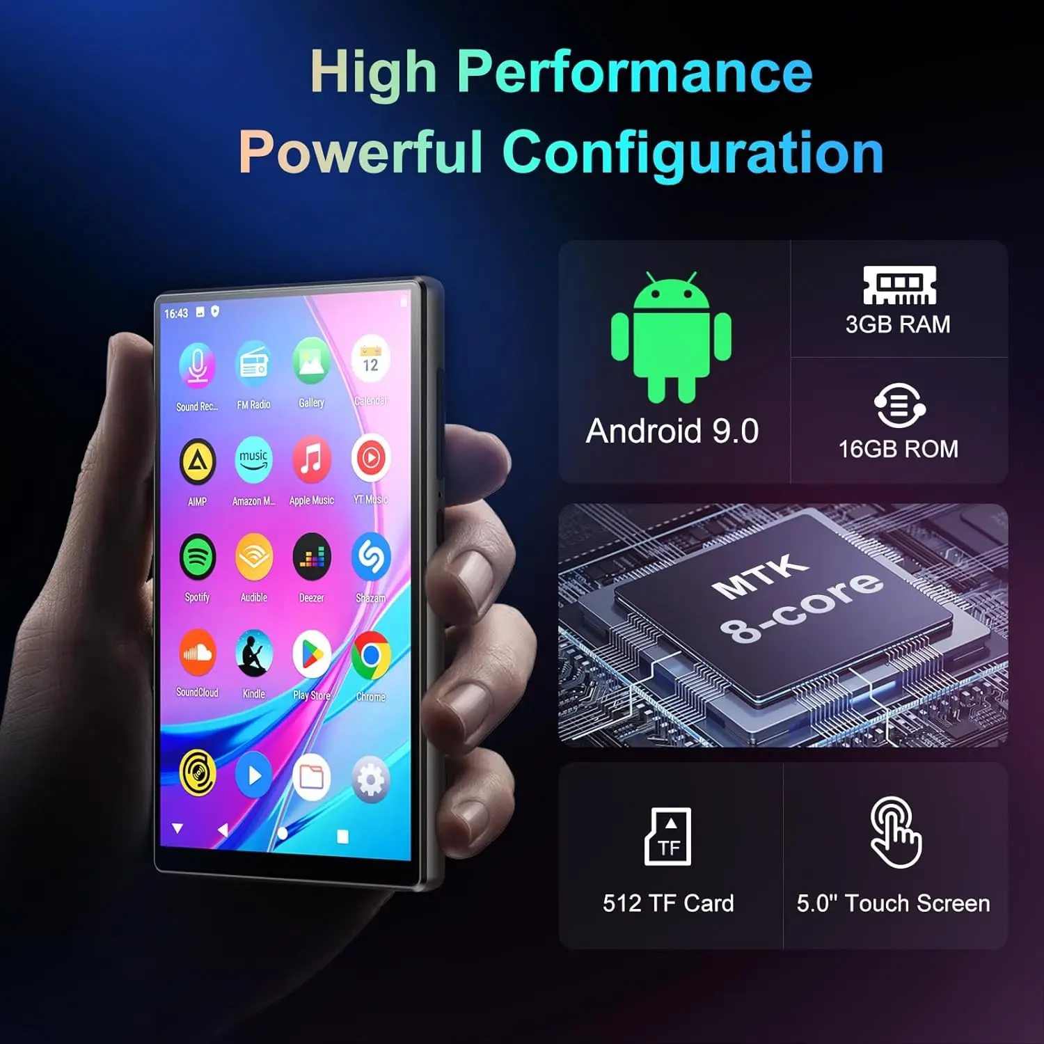 Portable WiFi MP3 Player with Bluetooth and Touchscreen