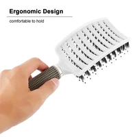Brosse à cheveux pour Salon de coiffure, Massage du cuir chevelu, poils en Nylon pour femmes, brosse à cheveux démêlante humide et bouclée pour outils de coiffure 2