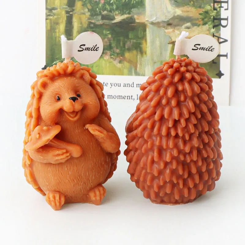 3D Hedgehog Candle Silicone Mold Standing Animal Hedgehog Handmade Scented Candle Gypsum Mould Chocolate Baking Tool Craft Decor