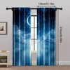 2pcs, Window Curtains Starry night sky moon and foggy clouds landscape Protecting Privacy Family Party Decoration Use for 5