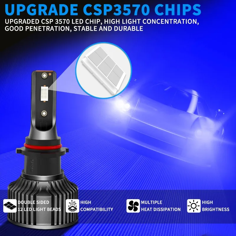 2개 A8 블루 라이트 자동차 LED 안개등 H11H7 헤드라이트 9006 헤드라이트 12V 881 H10 5202 H3 블루 1쌍/50W H27 880 881