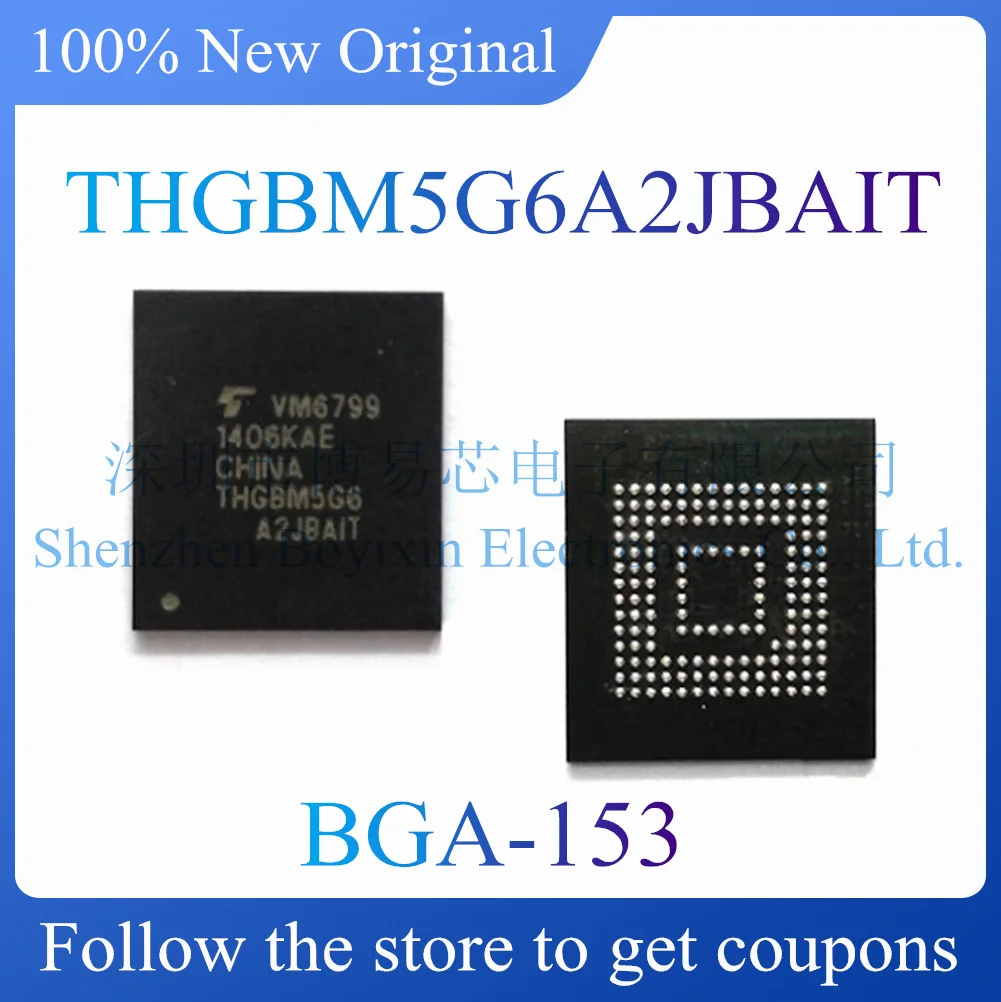 

NEW THGBM5G6A2JBAIT Original genuine EMMC 8GB USB flash drive memory chip. Package BGA-153