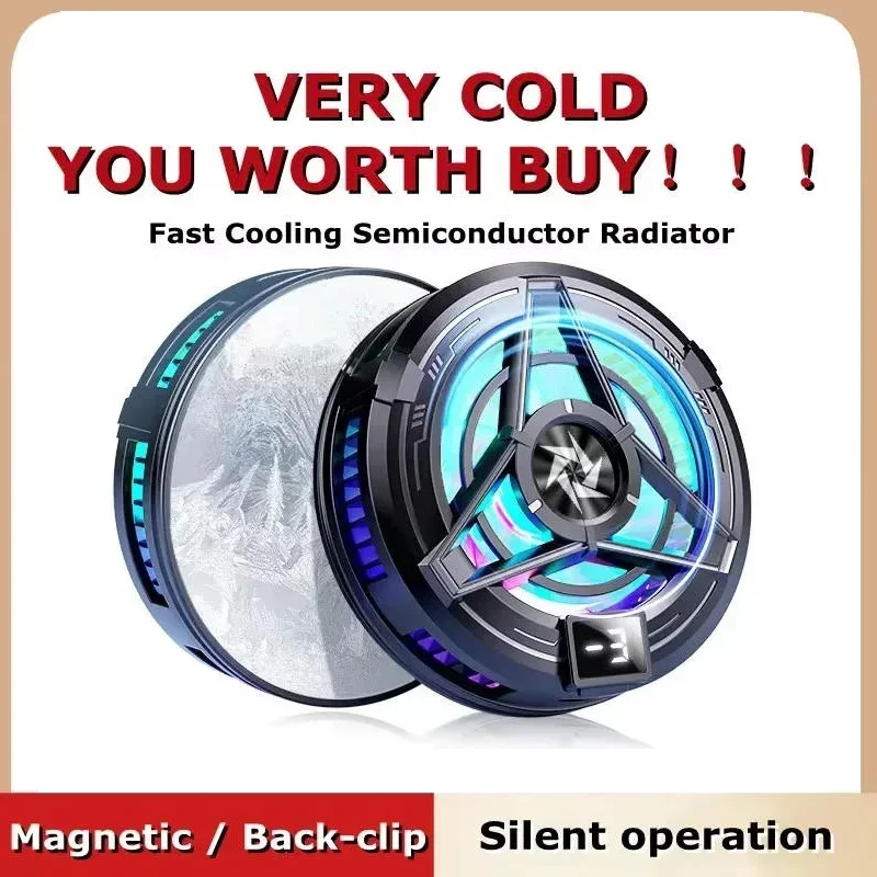 Advanced Magnetic Phone Cooler with TEC Chip, RGB Lighting & Digital Display for Enhanced Gaming and Streaming Experience