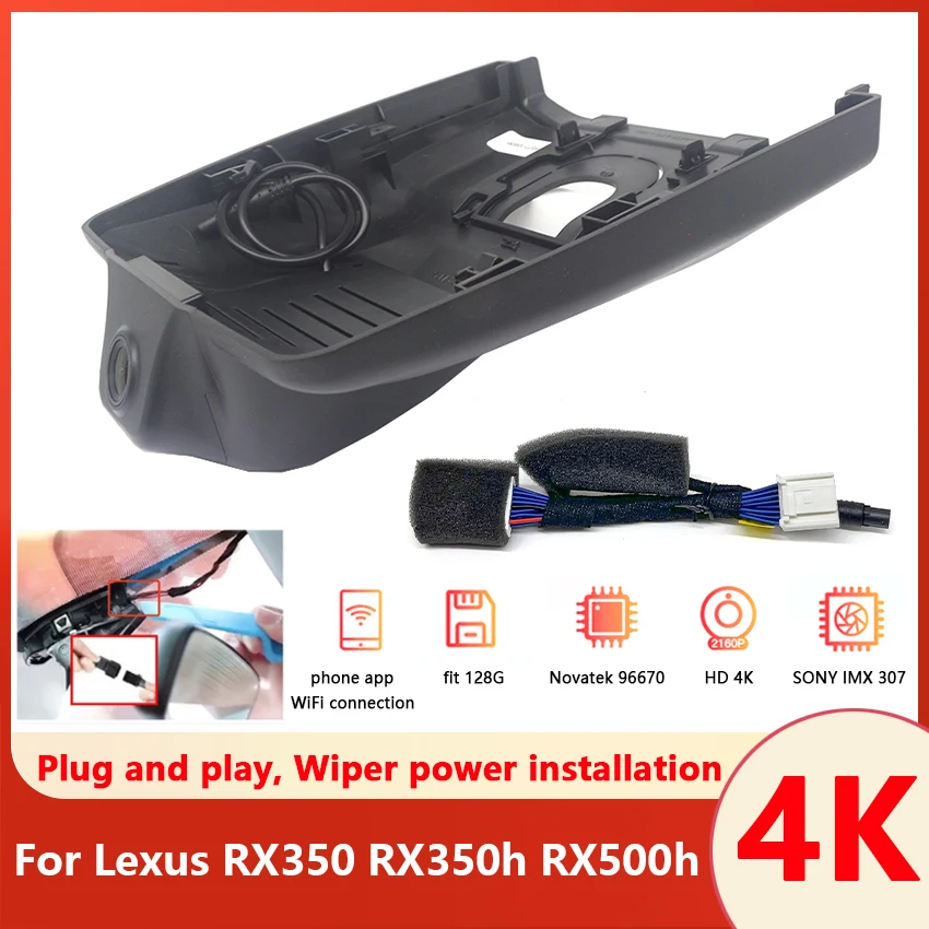 

New! Car DVR Wifi Video Recorder Dash Cam Camera Easy Installation For Lexus RX350 RX350h RX500h 2023 2024 Plug and play DashCam