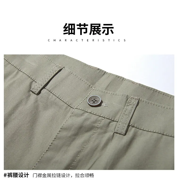 Summer Cotton Multi Pocket Work Clothes Thin Middle Pants Loose Wear-resistant Versatile Men's Capris Western Pants Head Capris casual shorts for men