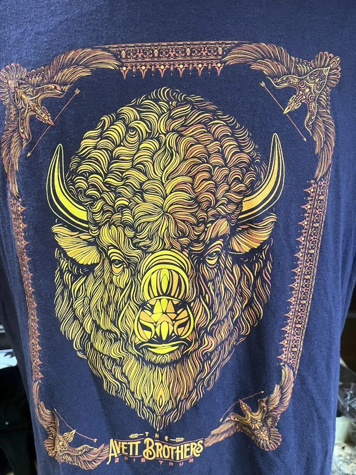 Голубая футболка средней длины с длинным или коротким рукавом The Avett Brothers Buffalo 2016 Tour