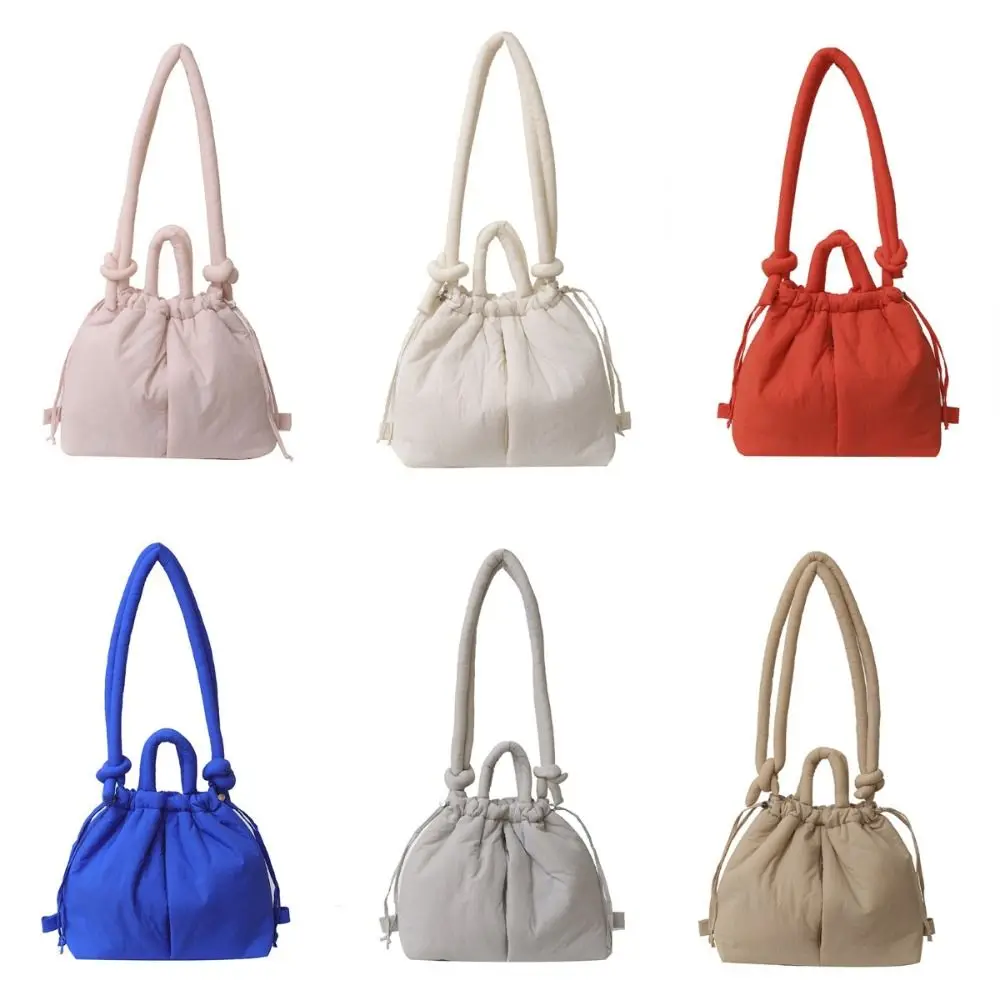 Large Capacity Nylon Drawstring Backpack Lightweight Padded Nylon Dual-Use Shoulder Bag Knotted Strap Nylon Down Cotton 2