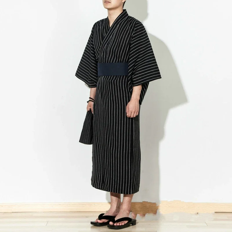 

Традиционное японское кимоно, мужской Халат юката в японском стиле, Азиатский халат, пижама, ночная рубашка, хлопок, кимоно для мужчин