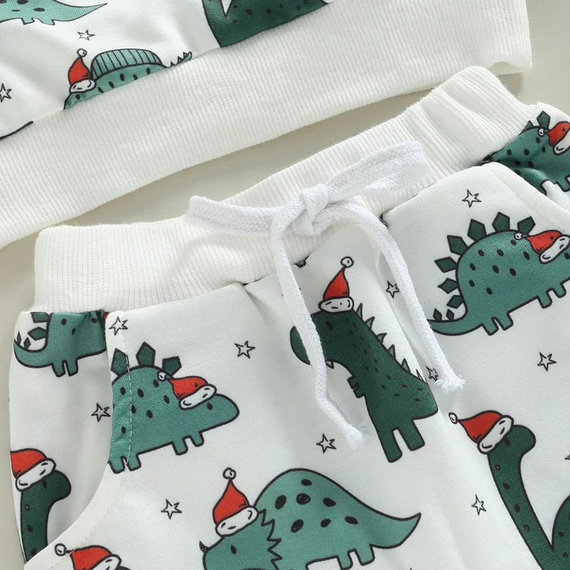 -10-10 Lioraitiin 0-3Years Toddler Baby Boy Girl 2Pcs Autumn Clothing Set Long Sleeve Animal Dinosaur Printed Top Long Pants