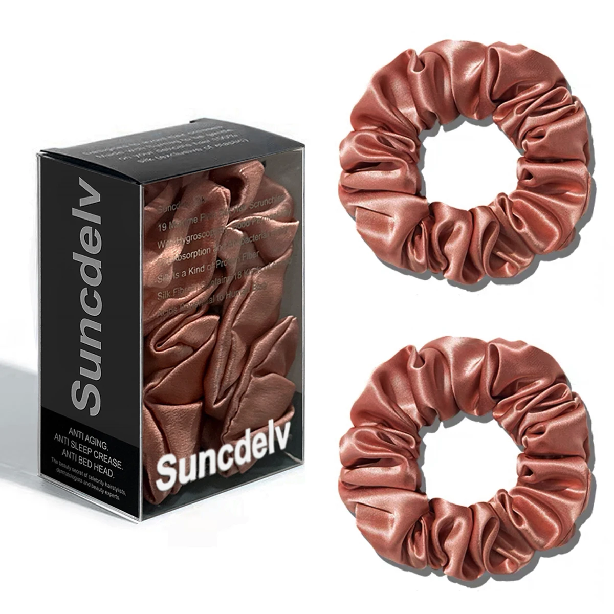 2PCS 100% Natürliche Seide Einfarbig Haar Krawatten Hohe Qualität Haarband Frauen Große Haarbänder Haar Zubehör 3,5 CM – Detail 25